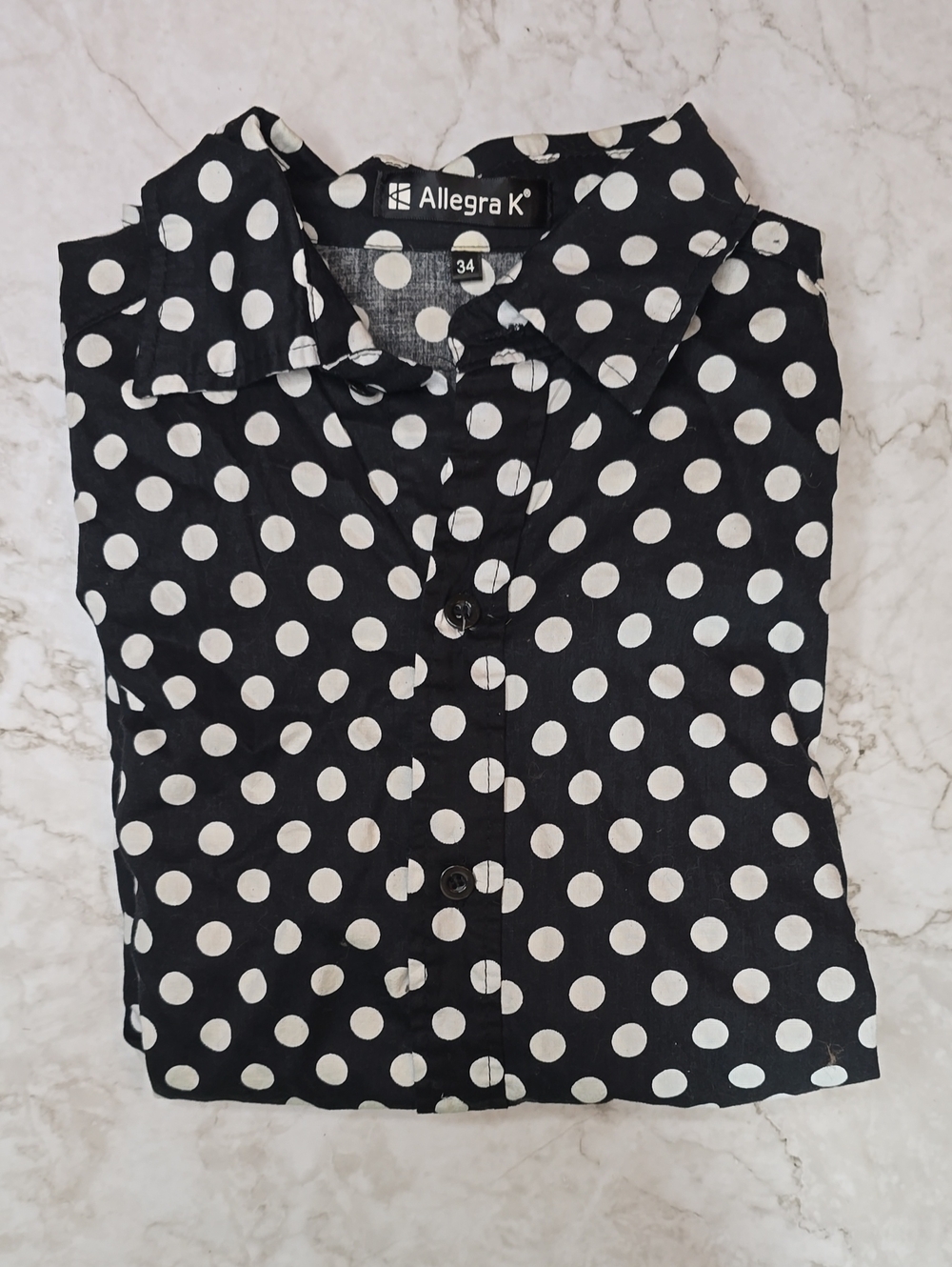 Men's Black and White Polka Dot Button Down